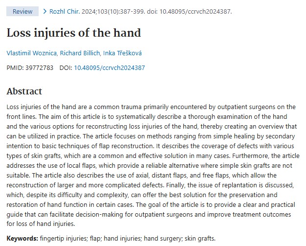 Loss hand injuries article